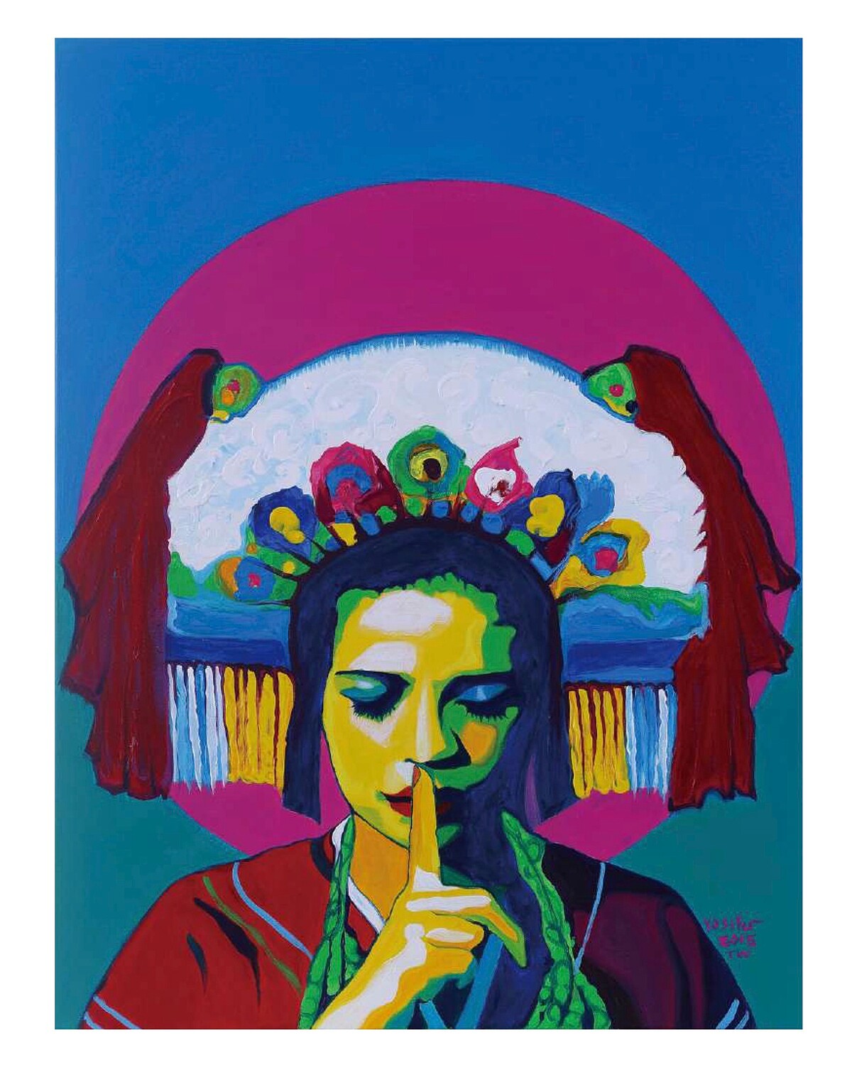 《說不出》（Can&rsquo;t speak）2015，複合媒材，60x80cm，非賣品。