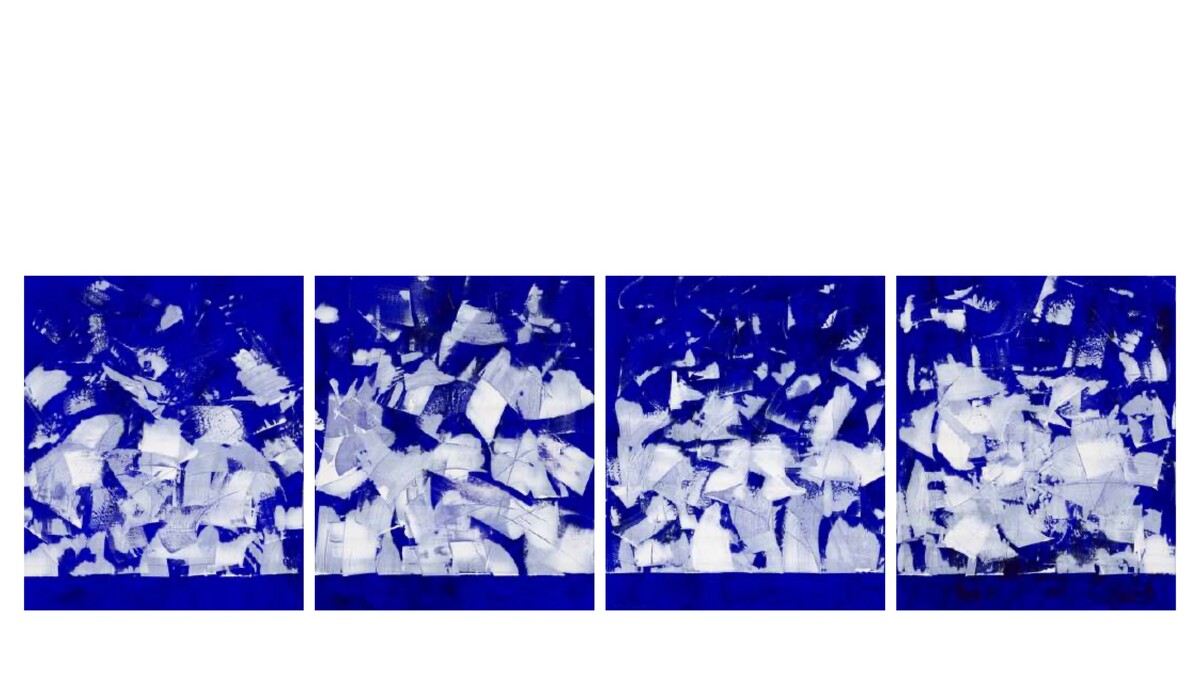 《太平洋上會跳舞的雲》（Dancing cloud over the Pacific Ocean）2023，複合媒材，80x100cm。