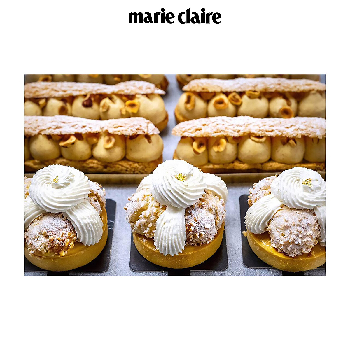 Maison Marques 版巴黎布列斯（Paris-brest，前）、Maison Marques 版閃電泡芙（後）。