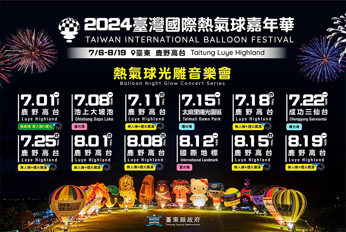 2024台東熱氣球嘉年華光雕音樂會日期地點