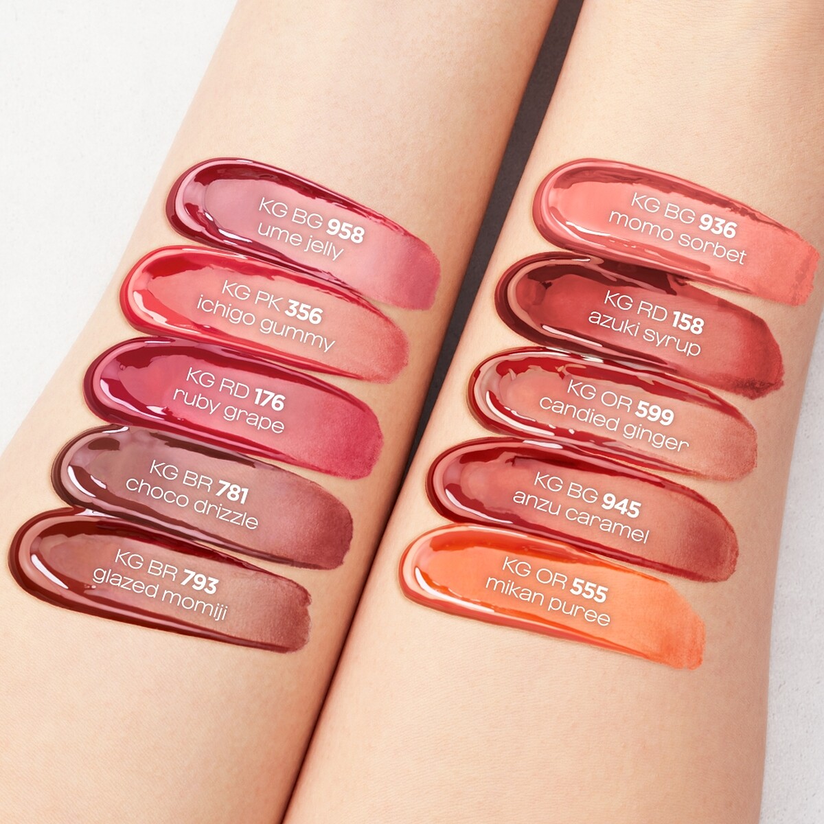 shu uemura植村秀無色限水光嫩唇露10色手部試色。