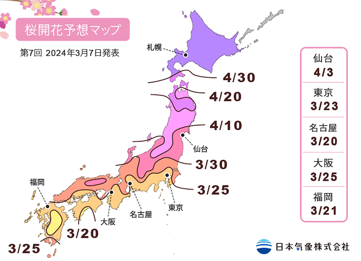 2024日本櫻花最佳觀賞日期出爐