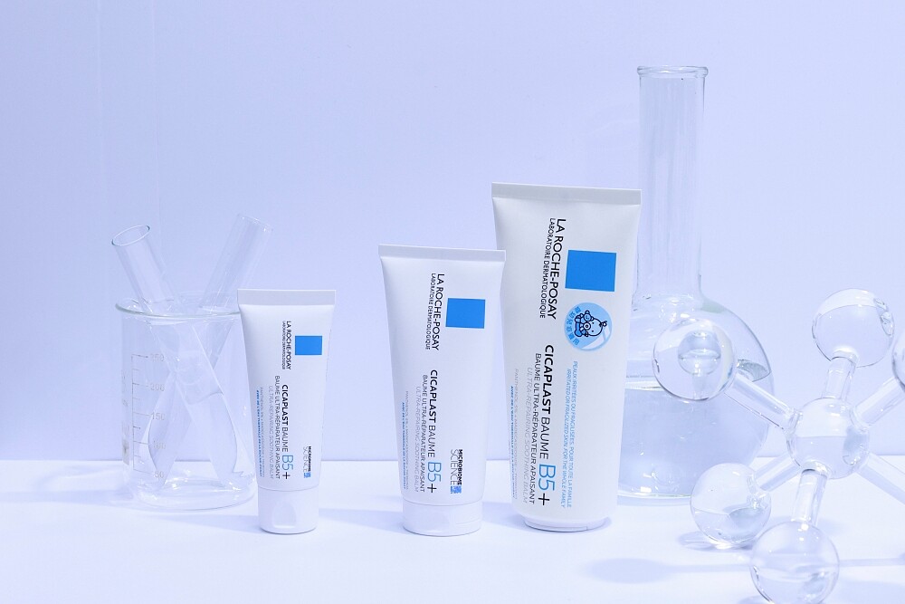 理膚寶水B5+全面修復霜(左起)40ml常態容量、100ml常態容量、10週年限定大容量200ml，NT1,570