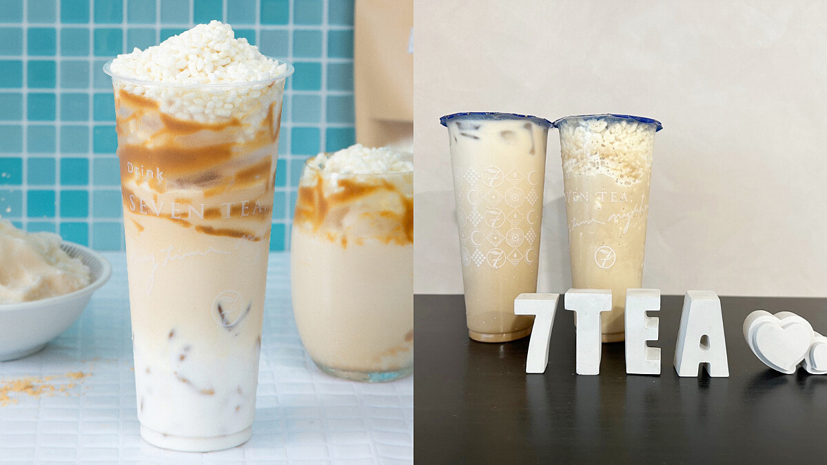 七盞茶復刻兒時回憶，2款麵茶手搖飲香氣十足，小農鮮乳加入米果超誘人