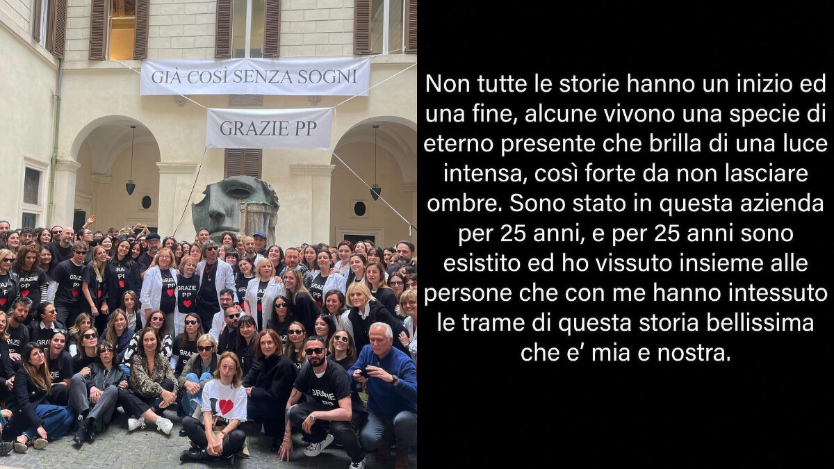  Valentino 和創意總監 Pierpaolo Piccioli 在自己IG宣布結束長達25年的合作，與團隊感性留影。