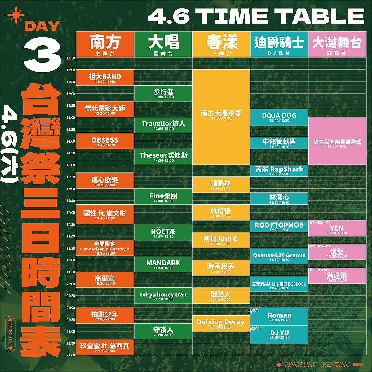 2024台灣祭演出時間表4/6(六)