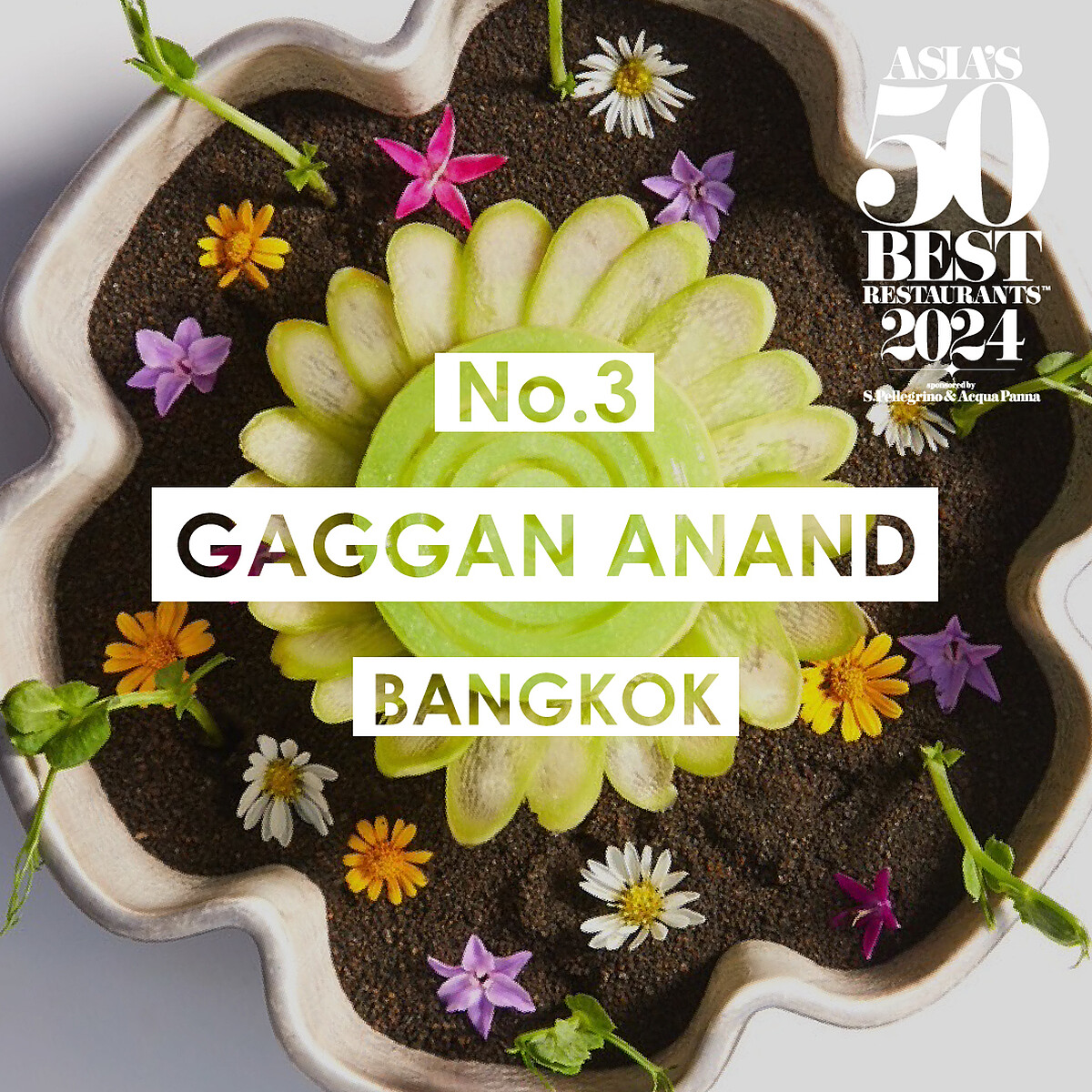 Gaggan Anand 同名餐廳拿下第三名成績。