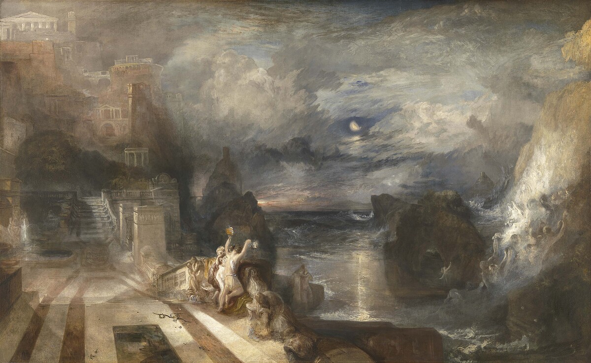 約瑟夫.瑪羅德.威廉.透納(1775-1851)作品〈海洛和利安德的離別〉(出自希臘詩人穆塞厄斯),1837年之前創作。圖片版權:英國國家藝廊