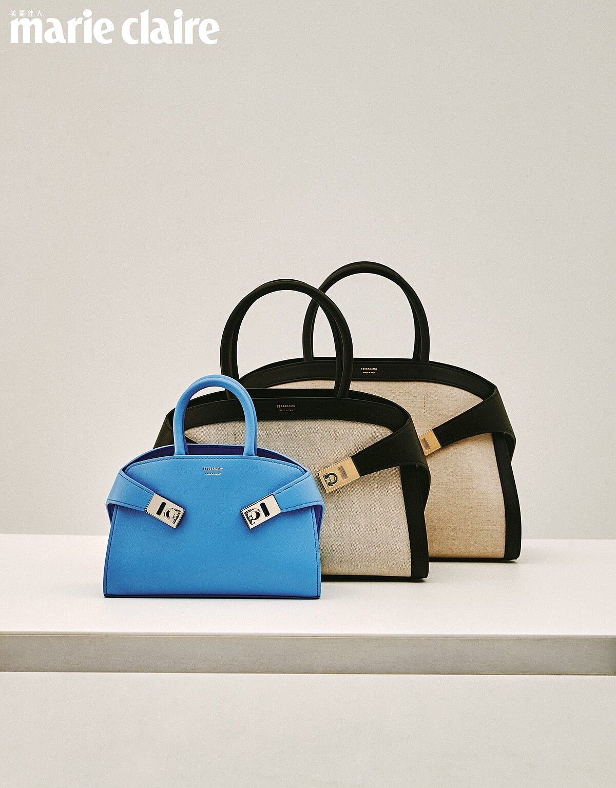 Hug Bag 家族從大包到迷你包，提供不同尺寸的選擇。