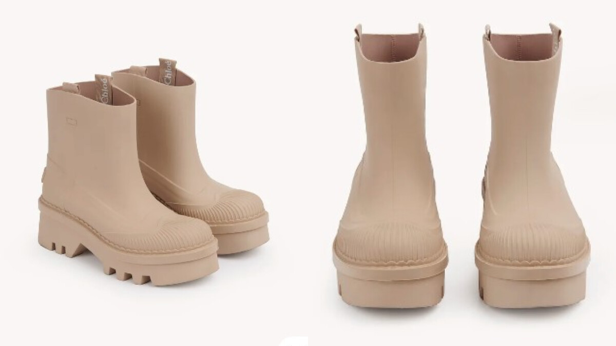 Raina 沙色低筒雨靴，Chlo&eacute; 。