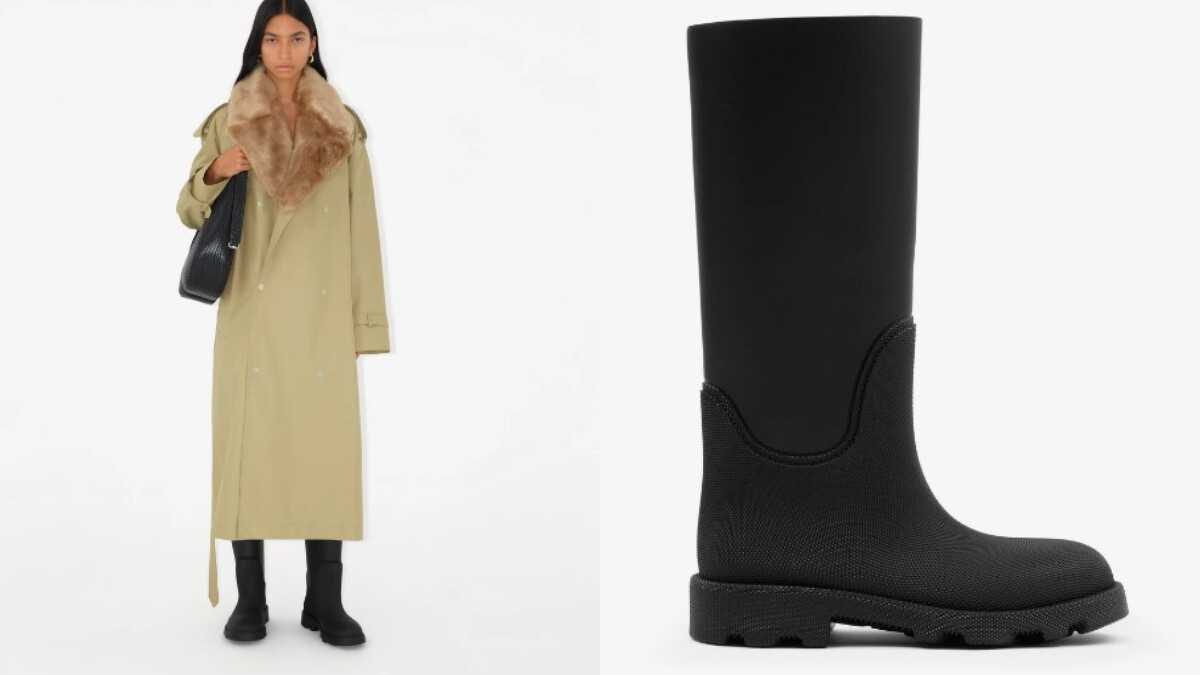 Marsh黑色橡膠高筒靴，Burberry。