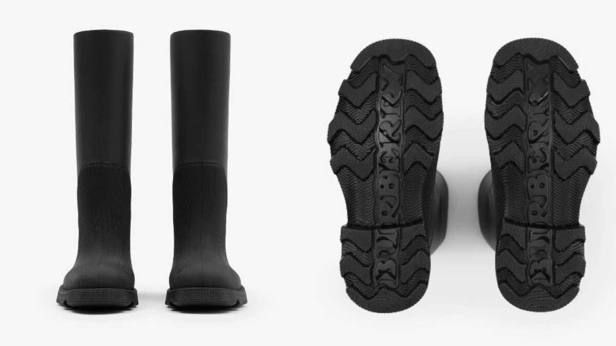 Marsh黑色橡膠高筒靴，Burberry。