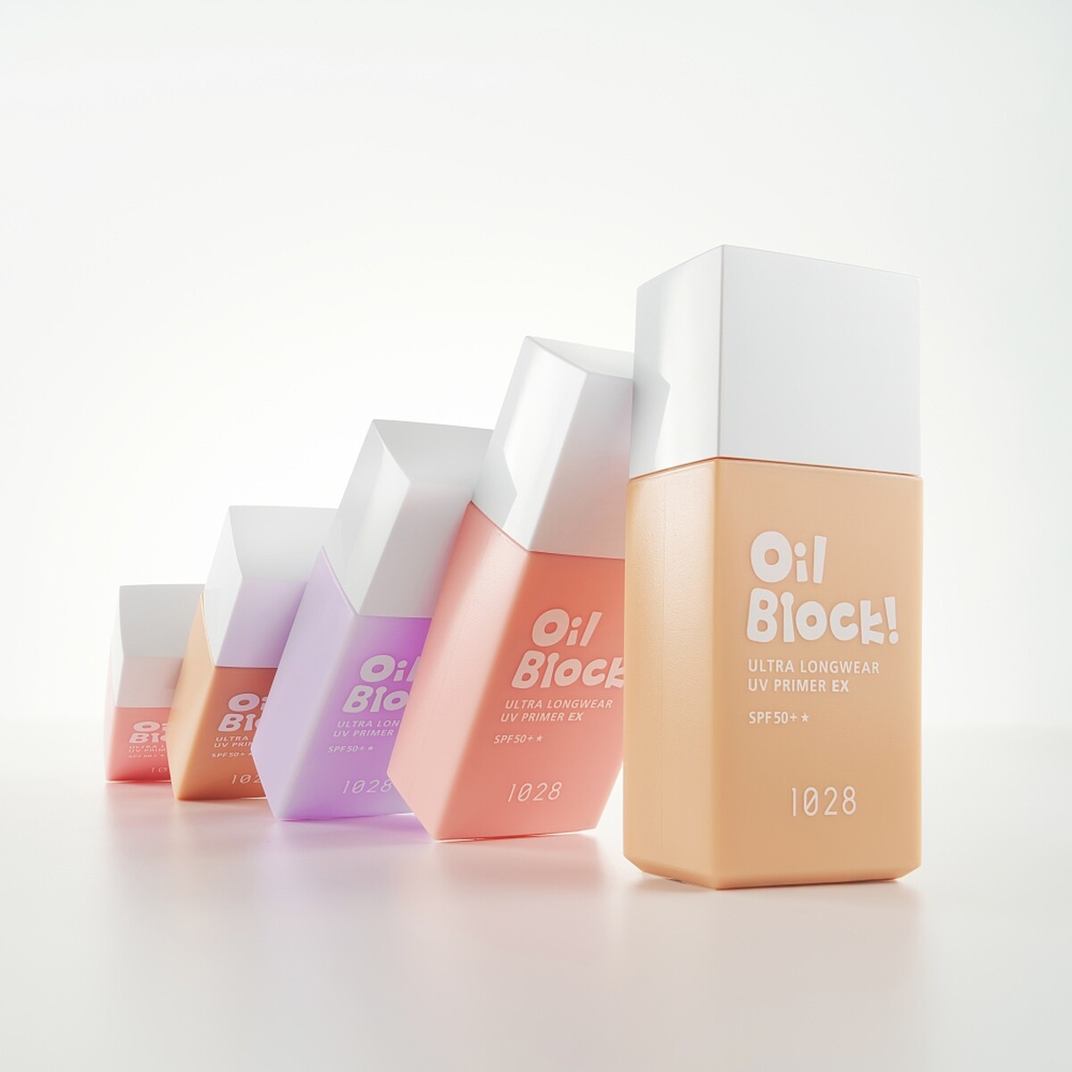 1028 Oil Block!超控油UV校色飾底乳EX SPF50+(裸粉、嫩紫、柔膚)情境圖。