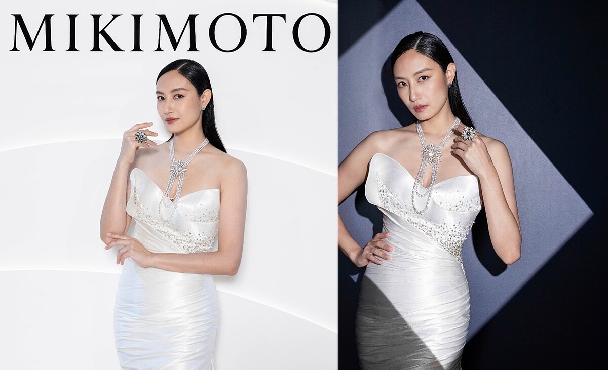 邱馨慧展示MIKIMOTO頂級珠寶系列《Praise to the Sea》海膽造型蛋白石胸針珍珠串鍊及海膽造型黑珍珠鑽戒 