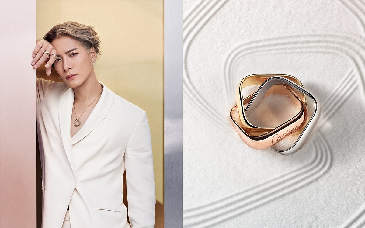 Trinity系列大型款戒指，18K金、18K白金與玫瑰金。