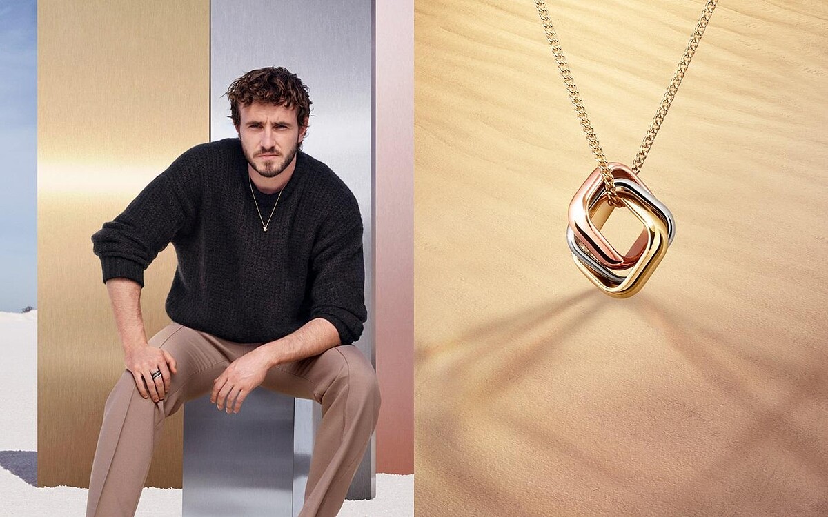 Trinity系列枕形款項鍊，18K金、18K白金與玫瑰金。