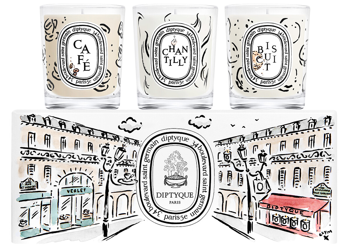 Diptyque 2024限量香氛蠟燭禮盒(內含咖啡、餅乾、香緹鮮奶油香氛蠟燭70g各一)，NT4,500