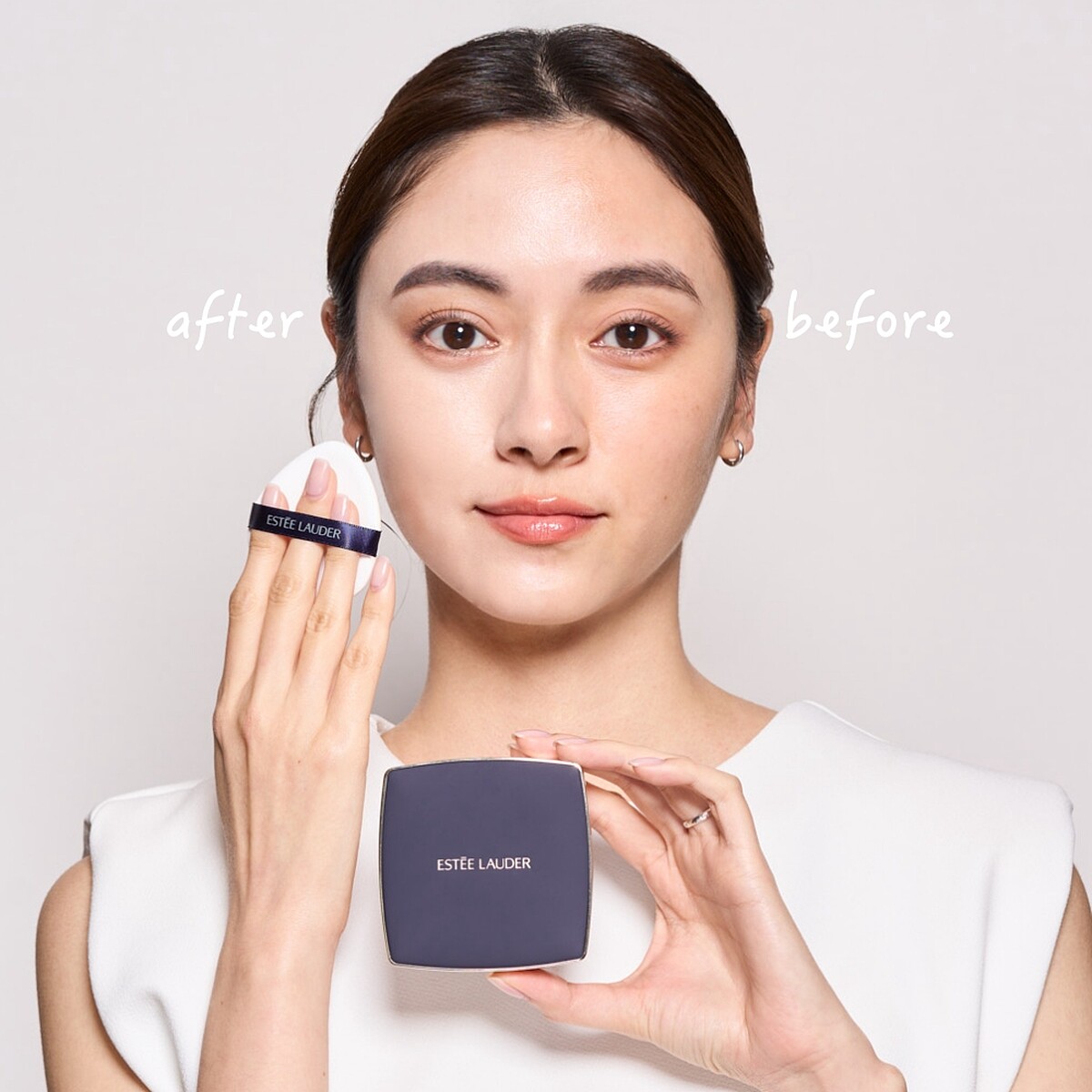 雅詩蘭黛粉持久完美鎖妝氣墊粉餅SPF45/PA+++妝感示意。