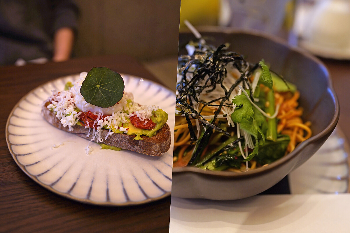 早餐提供多樣單點選擇，像是「酪梨開放吐司」「日式炒麵」等等。