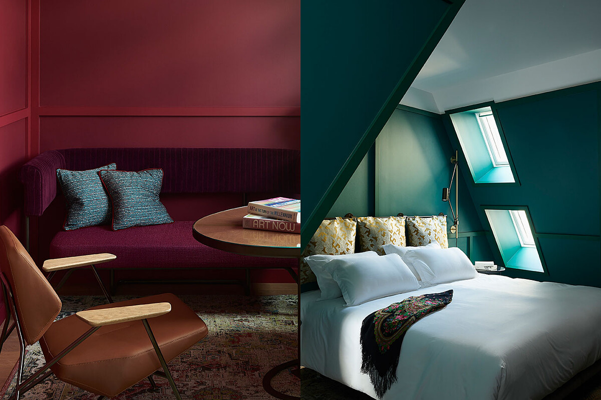 「勒巴魯飯店（H&ocirc;tel Le Ballu）」用色大膽。