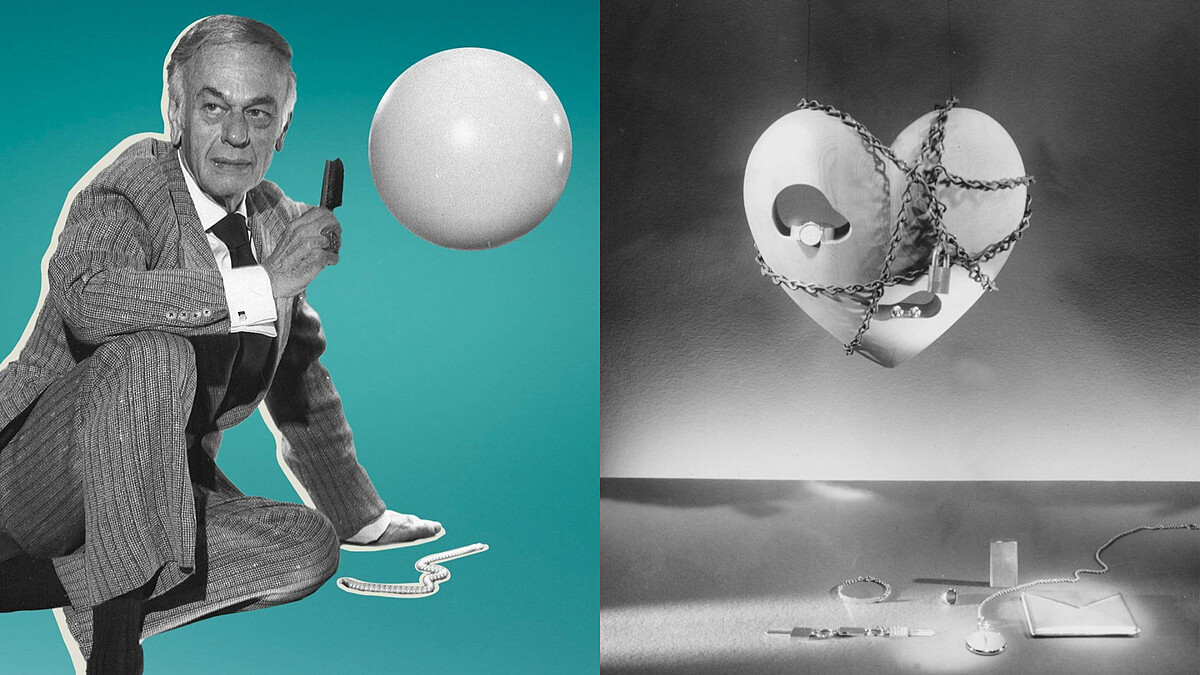 Gene Moore與他為Tiffany & Co.設計的櫥窗。