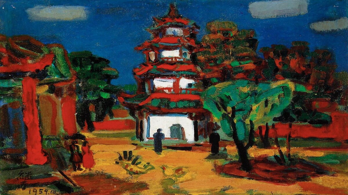 Ever Harvest Art Gallery 日升月鴻畫廊 Liao Chi-Chun, &ldquo;Temple of Confucius Tainan&rdquo;, 1959, Oil on Canvas, 38 x 45cm. Image courtesy of Ever Harvest Art Gallery。