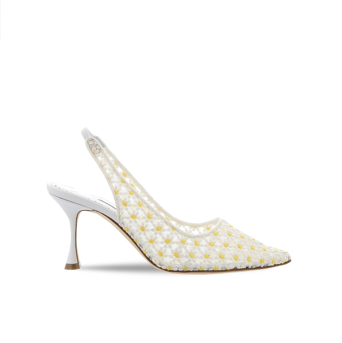 Manolo Blahnik 蕾絲雛菊高跟鞋，NT38,800。