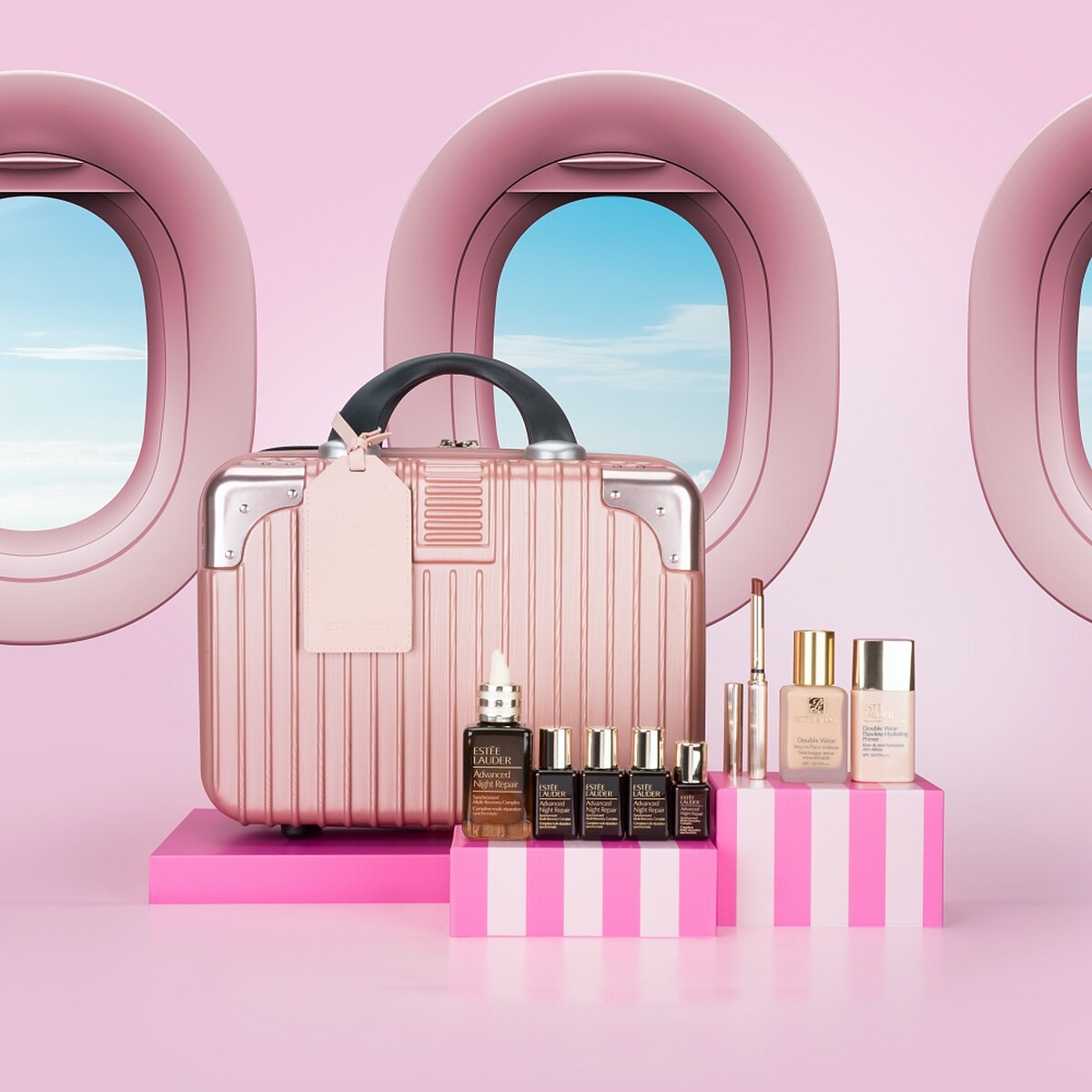 雅詩蘭黛美肌巡禮14吋手提行李情境圖。