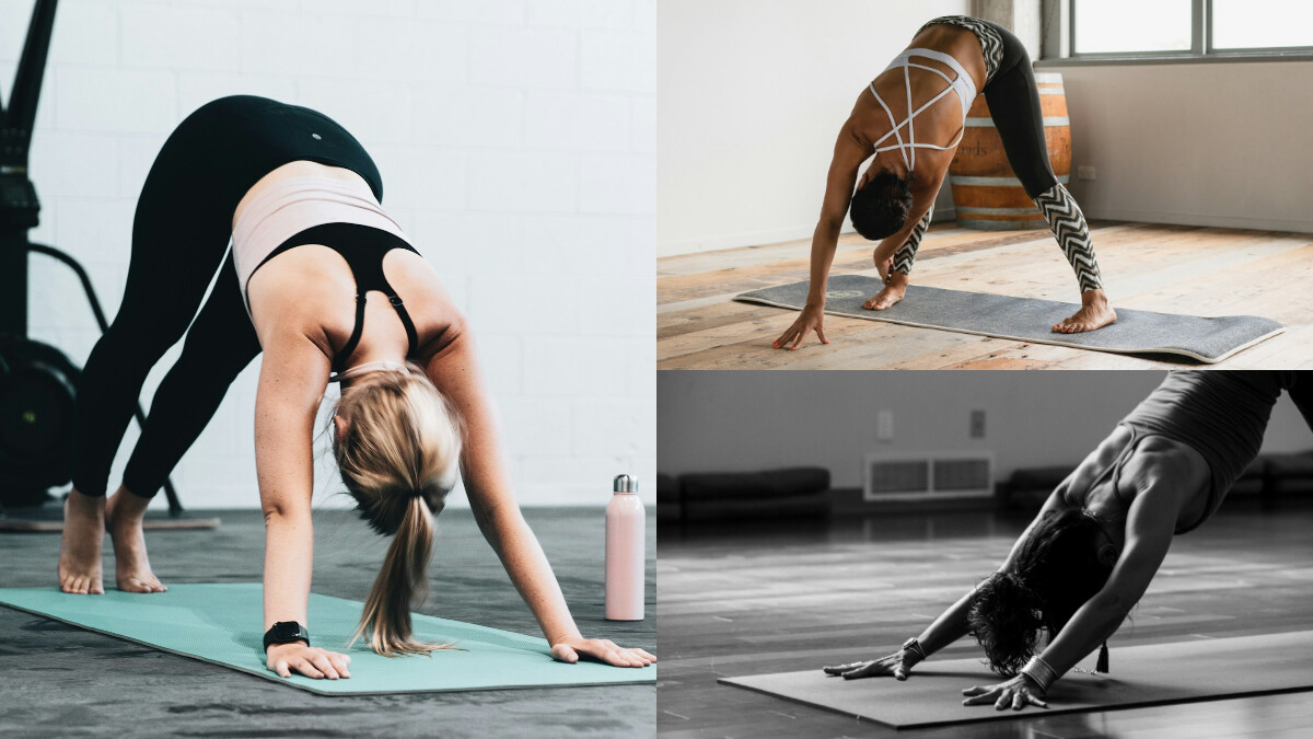 「下犬式」美化手臂線條和腿型、預防含胸駝背：下犬式的正確練法+6種變化體式，女生要多練習！