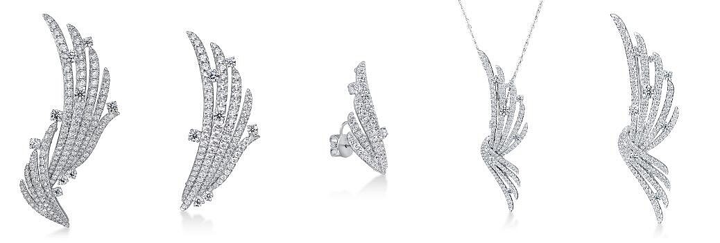 VELA白K金法式鑲嵌鑽石兩用胸針