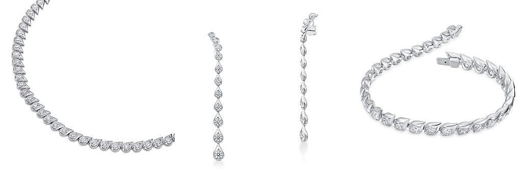 LU Droplet 白K金鑽石項鍊 鑽石總重約17.00ct、LU Droplet 白K金鑽石耳環 鑽石總重約6.50ct、LU Droplet 白K金鑽石手鍊 鑽石總重約7.00ct。