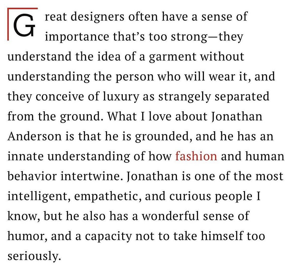 Jonathan Anderson一直是當今時尚圈的傑出人物。