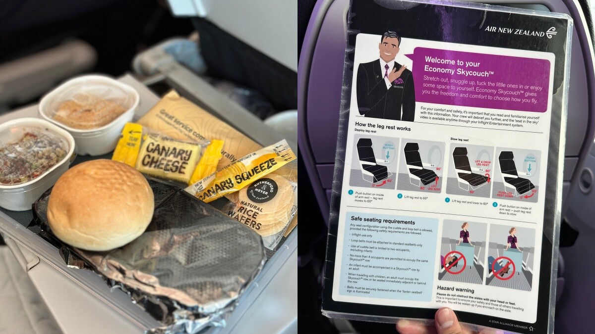 經濟艙空中沙發餐點、安全須知卡