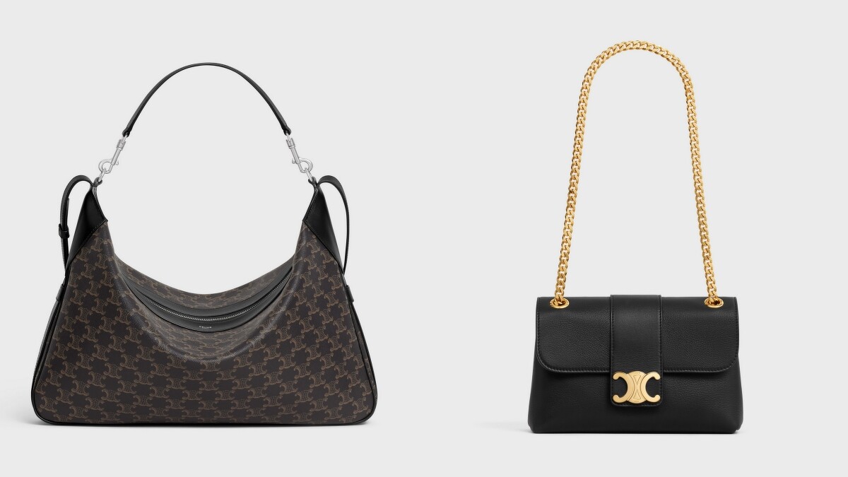 標誌印花及牛皮革大型ROMY手袋 CELINE HOMME，NT$115,000、柔軟牛皮革TEEN CELINE VICTOIRE手袋 CELINE BY HEDI SLIMANE，NT$115,000