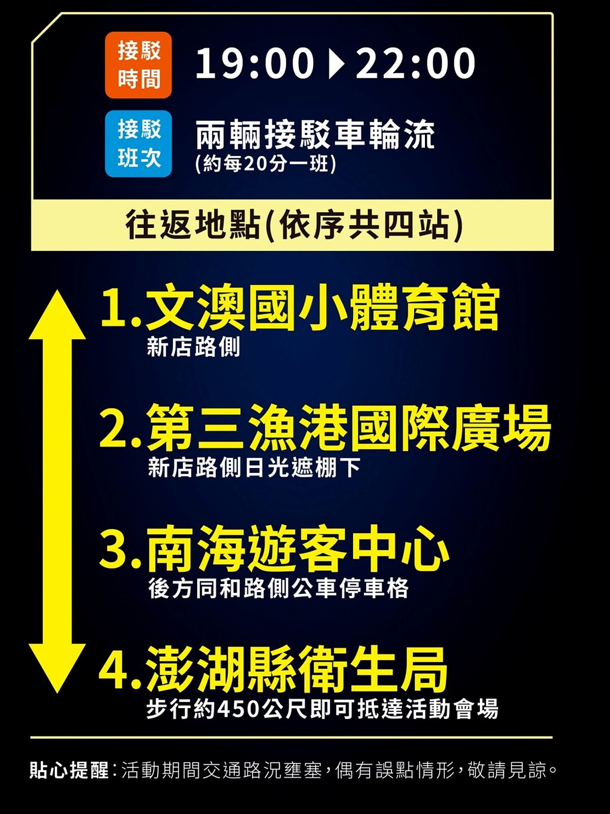 2024澎湖花火節「花火接駁車」路線站點
