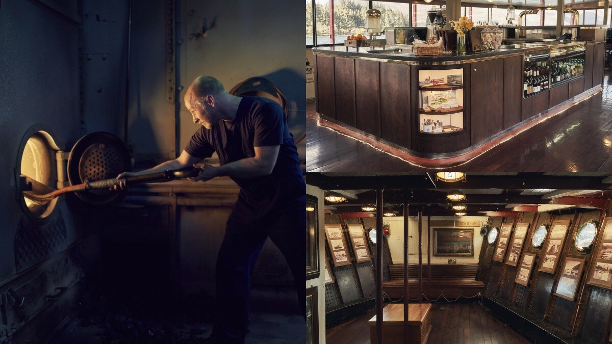 TSS厄恩斯勞蒸汽船上近距離觀看蒸氣發動機、船上的小型博物館及鋼琴Live演出