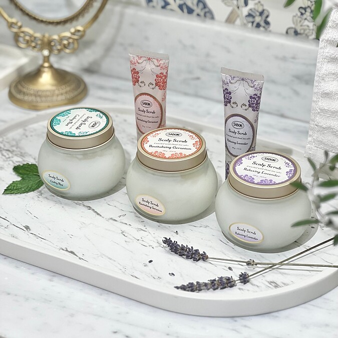 Sabon舒緩薰衣草死海鹽頭皮磨砂膏90g，NT980、300g，NT1,980