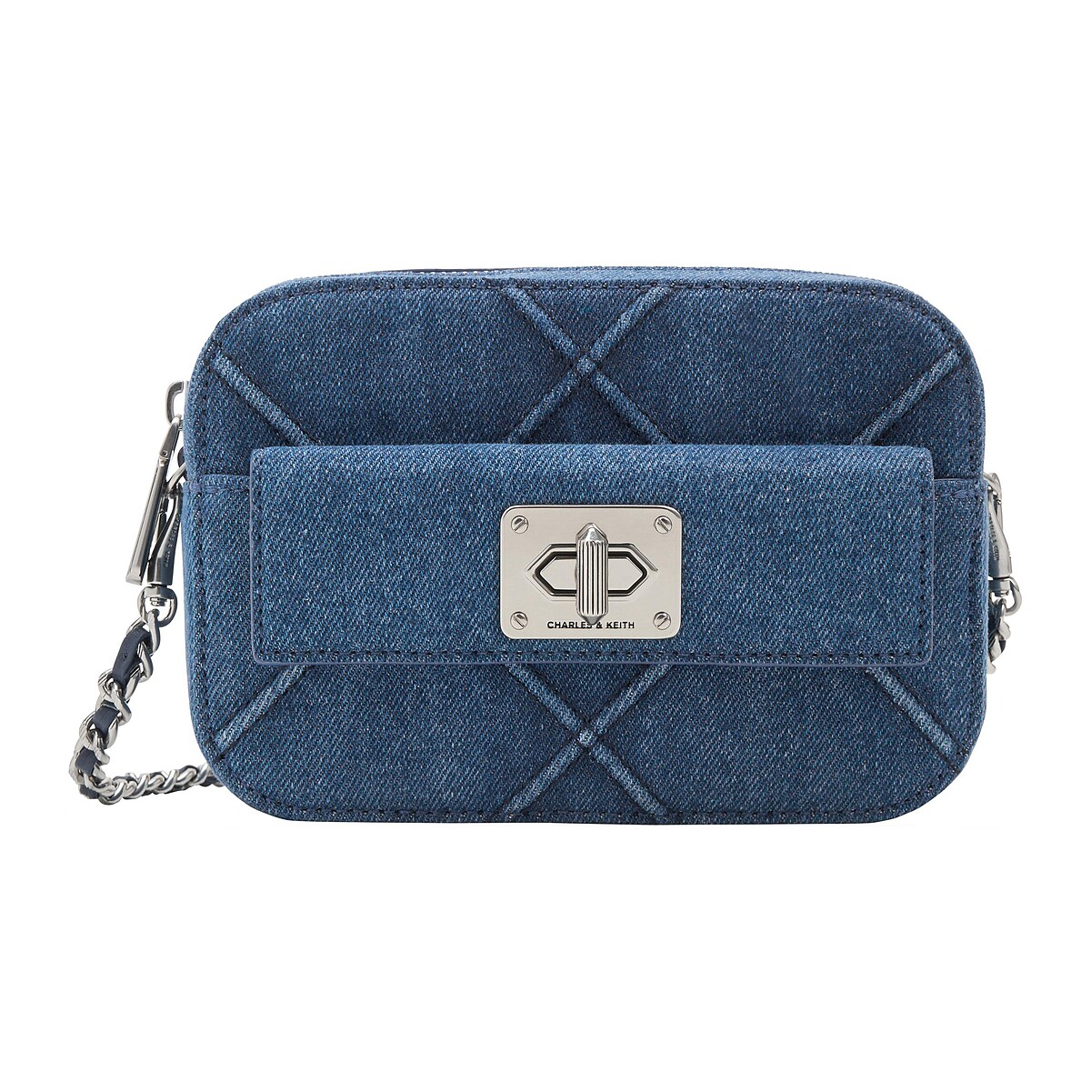 Charles & Keith Eleni 丹寧斜背包NT$2,590。