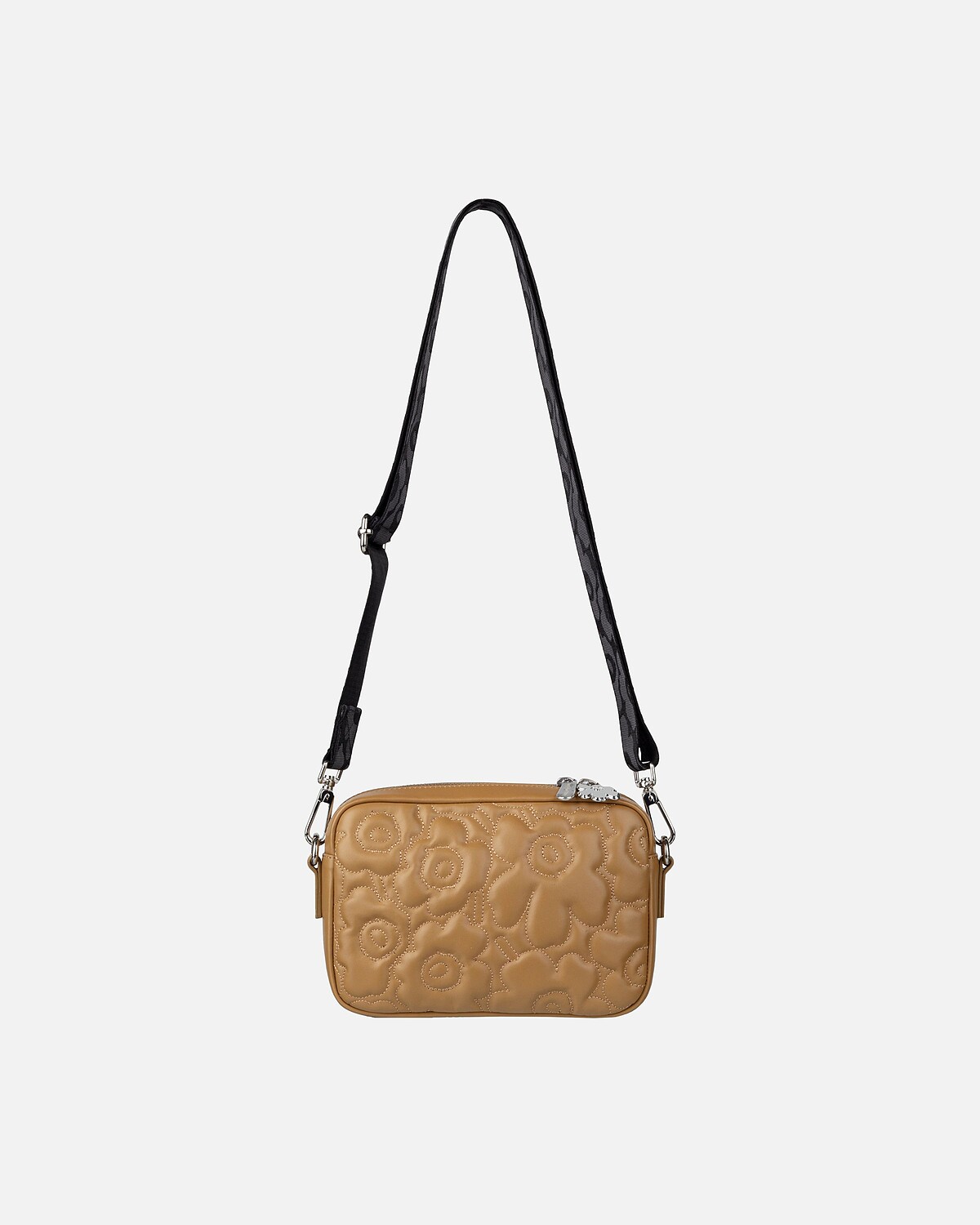 Marimekko GRATHA 卡其色UNIKKO 壓紋皮革肩背包 NT$17,900。