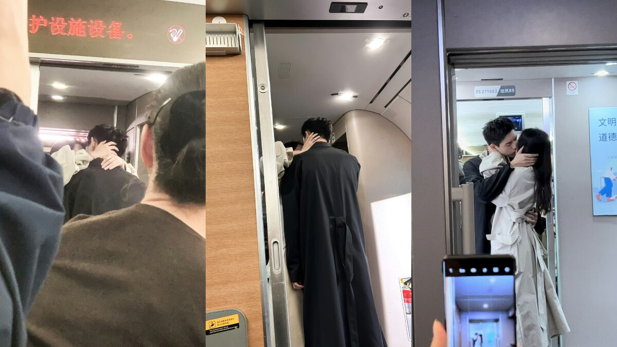 網路上紛紛流出路人拍的各種角度吻照，成功帶起話題。