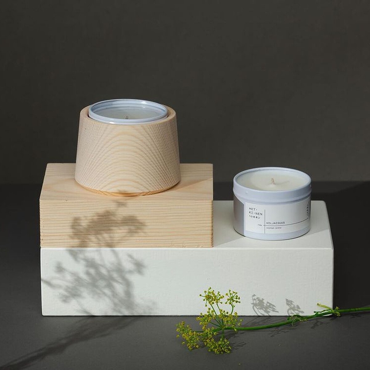 HETKINEN 鋁盒香氛蠟燭+松木燭杯組系列，NT2,980