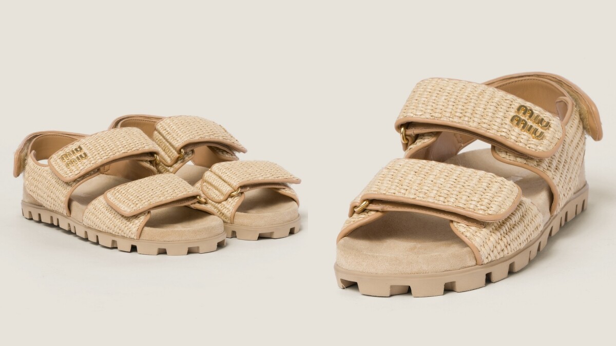 運動風格拉菲草效果編織面料涼鞋 NT.36,000