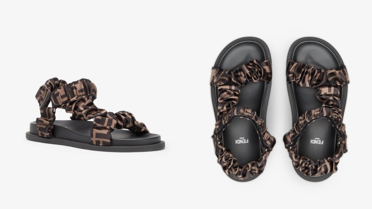 Fendi Feel棕色緞面涼鞋 NT.32,000