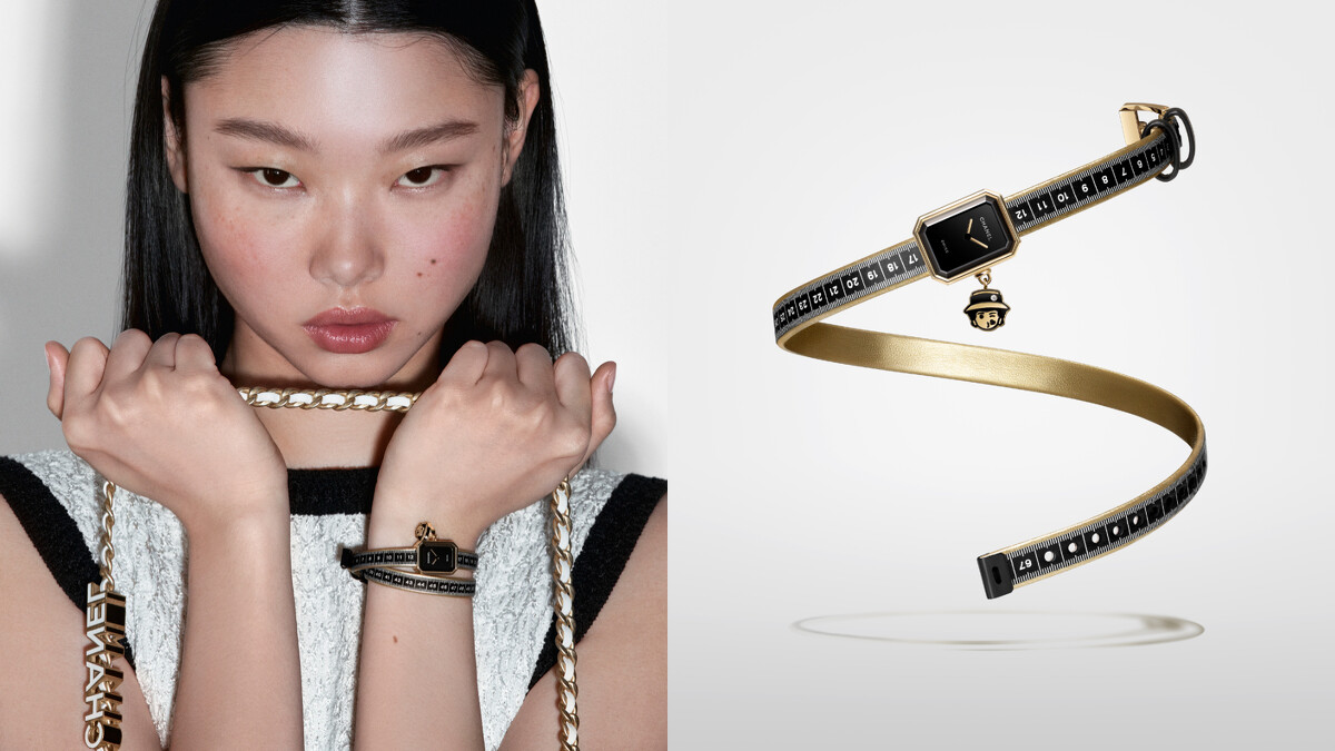 Premi&egrave;re Ruban Couture腕錶，18K黃金錶殼，搭載高精度石英機芯。