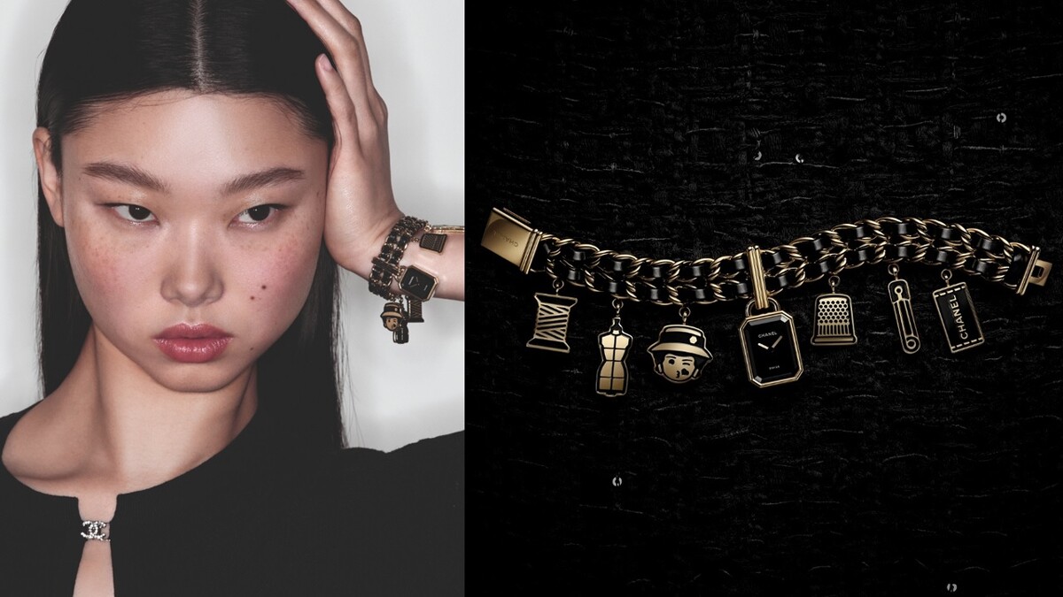 Premi&egrave;re Charms Couture腕錶，18K黃金鍍金精鋼錶殼，搭載高精度石英機芯。