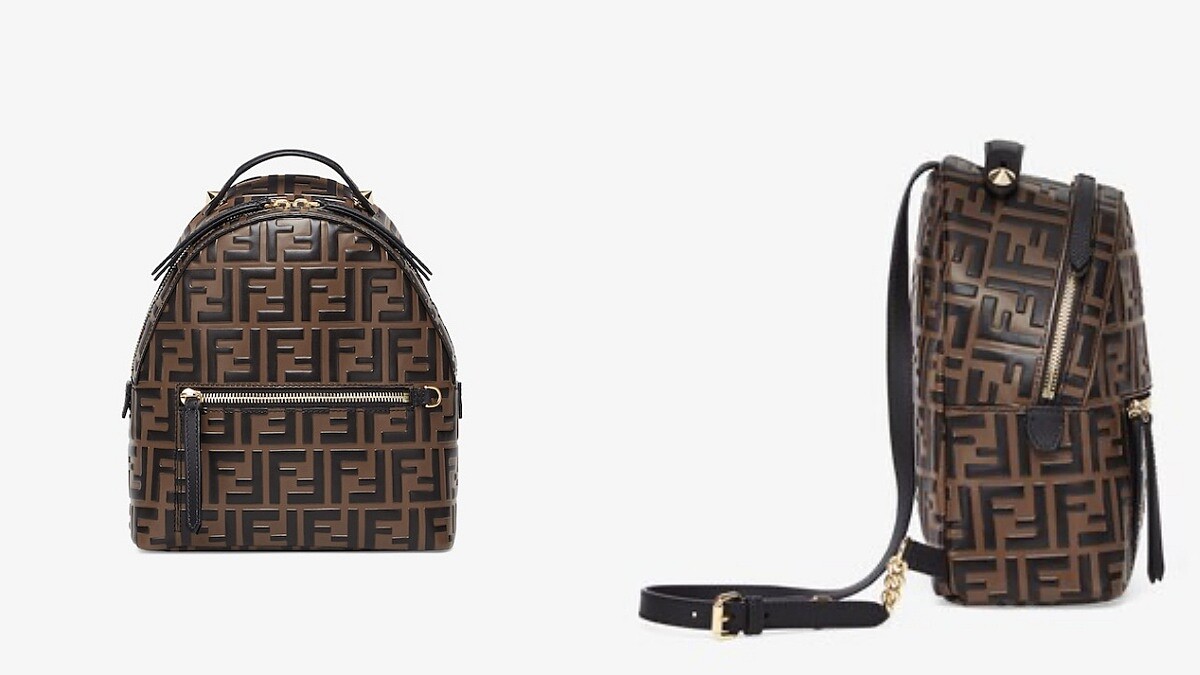 棕色皮革FF迷你背包 NT.80,000