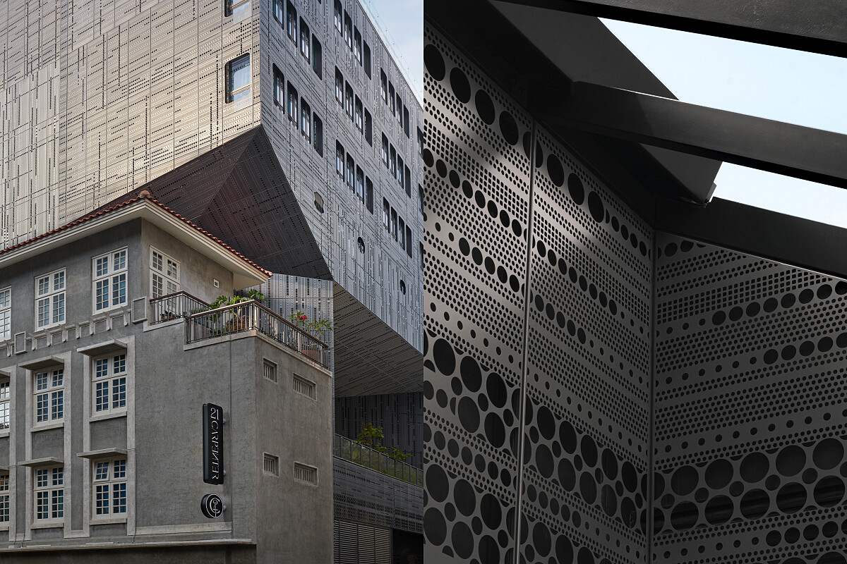 後棟令人驚嘆的五層「積木」式的擴建結構。