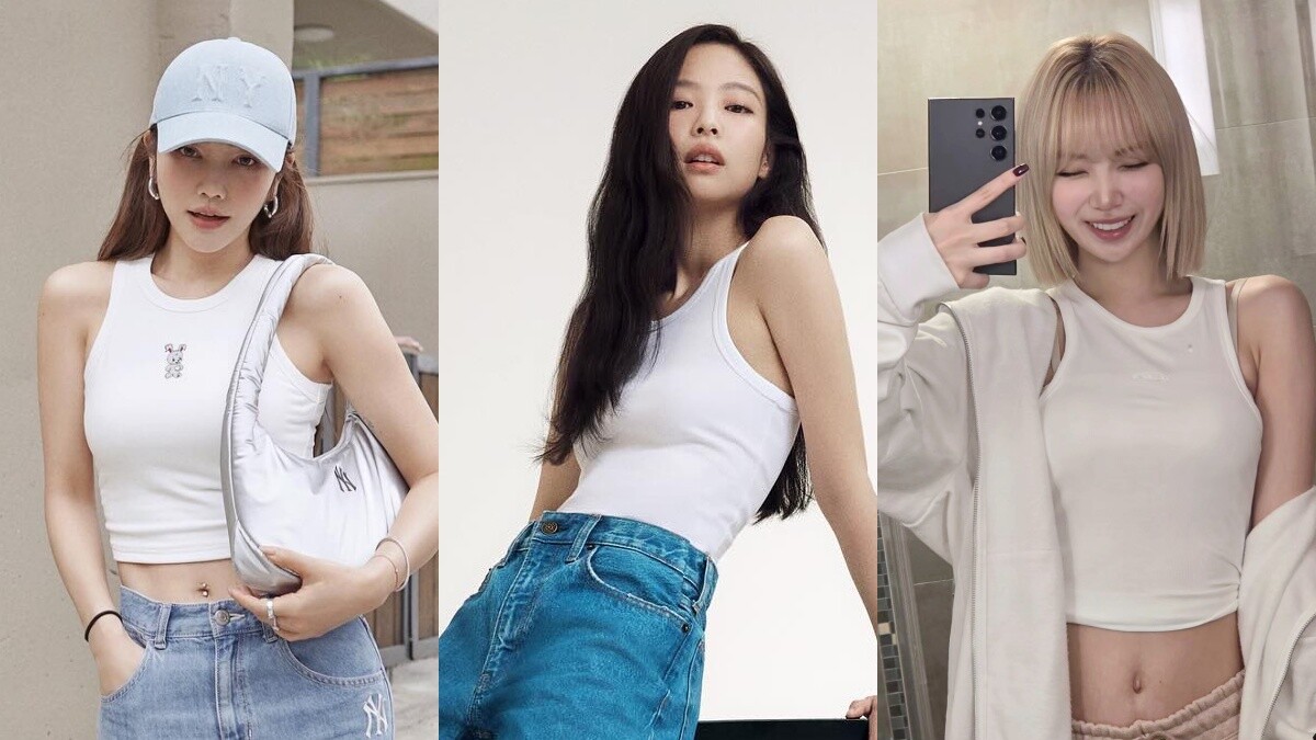 夏季白色背心的強勢登場！Jennie穿上拍CK大片，秀智、華莎等一眾女神也跟上