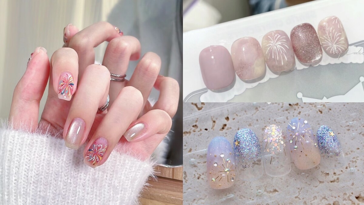 2024夏天最應景的「煙火美甲」20款推薦！讓燦爛花火盡情綻放在指尖