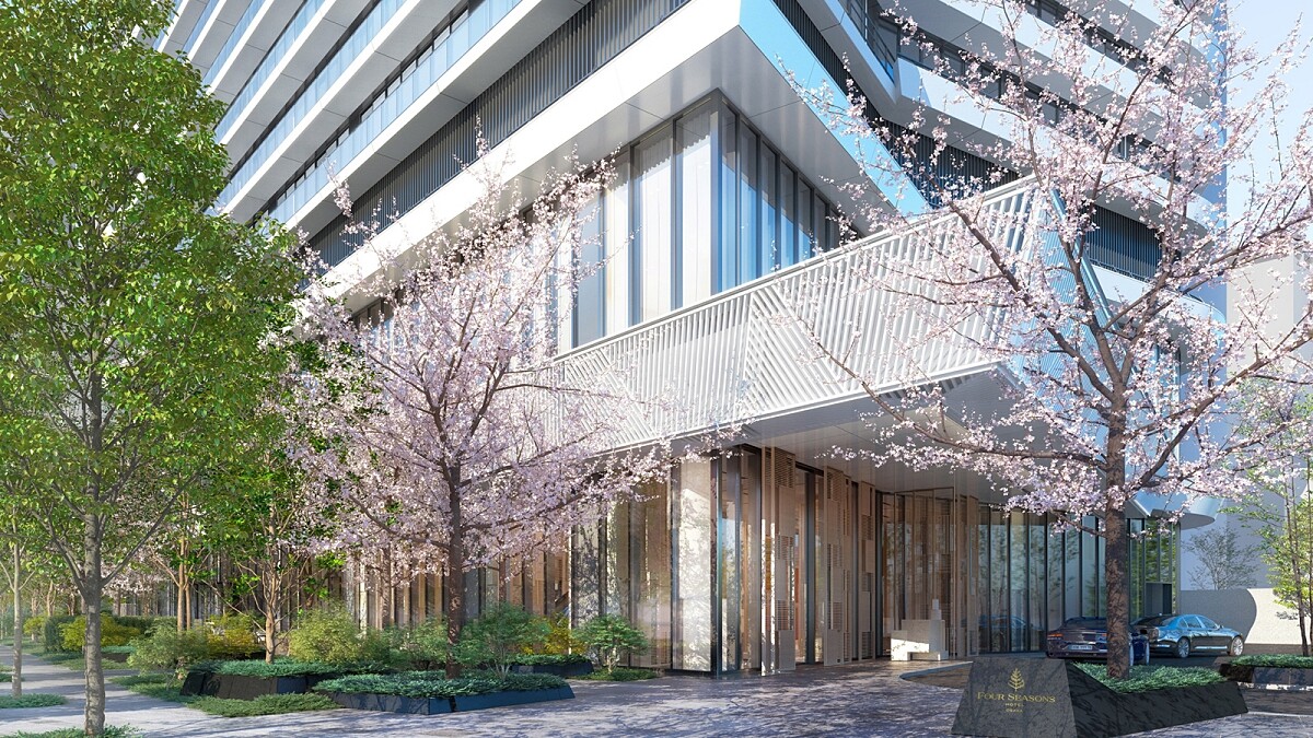 「大阪四季酒店」大門入口處。